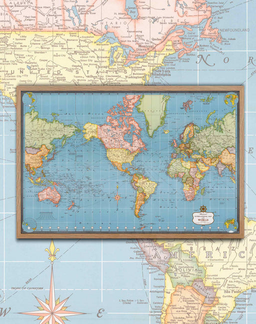 Mapa del Mundo 1957 Hammond - Enmarcado - Mappin