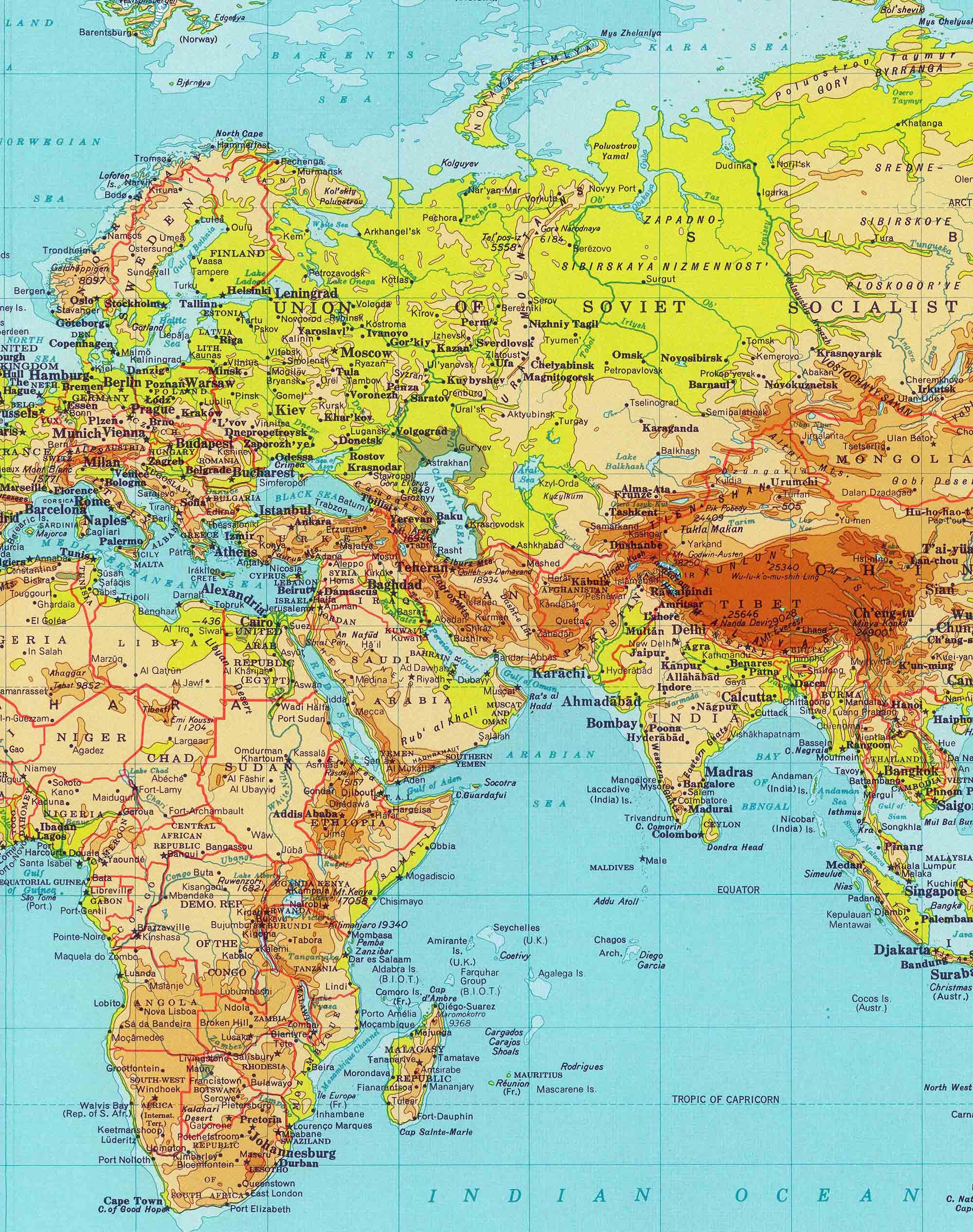 Mapa del Mundo 1970 - Enmarcado