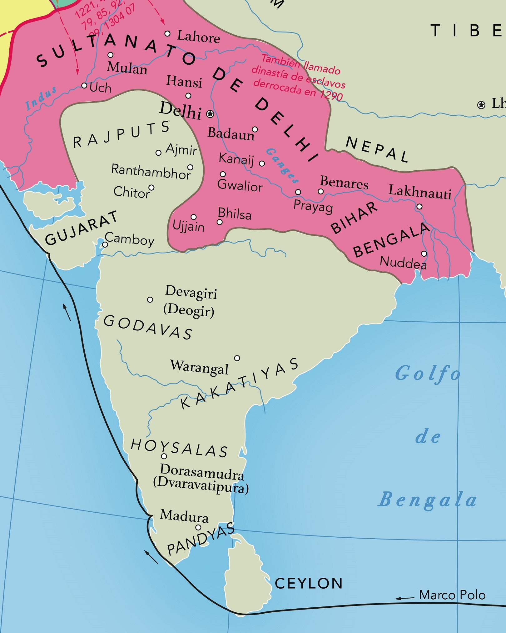Mapa de Asia en 1294 - Lámina