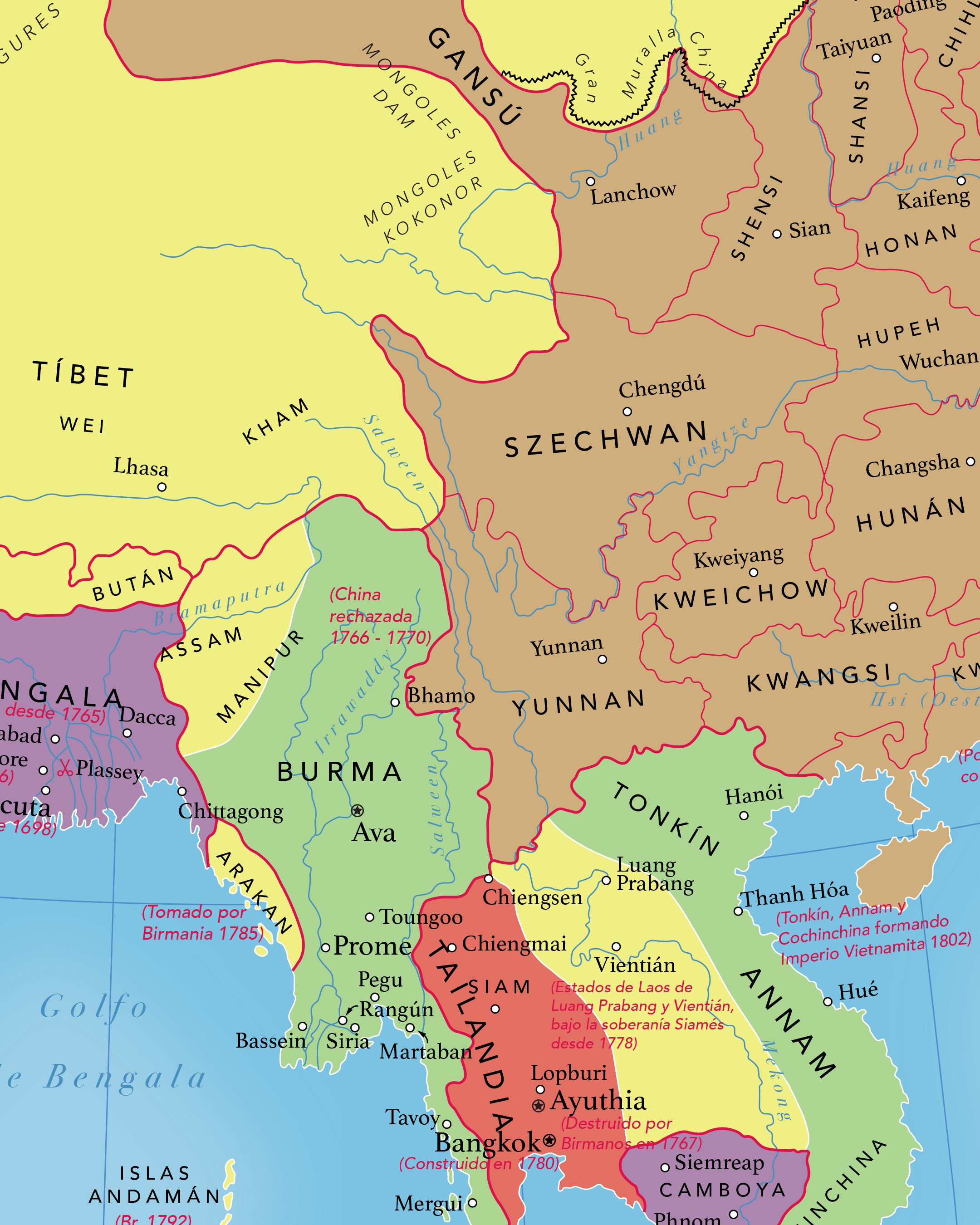 Mapa de Asia en 1775 - Lámina