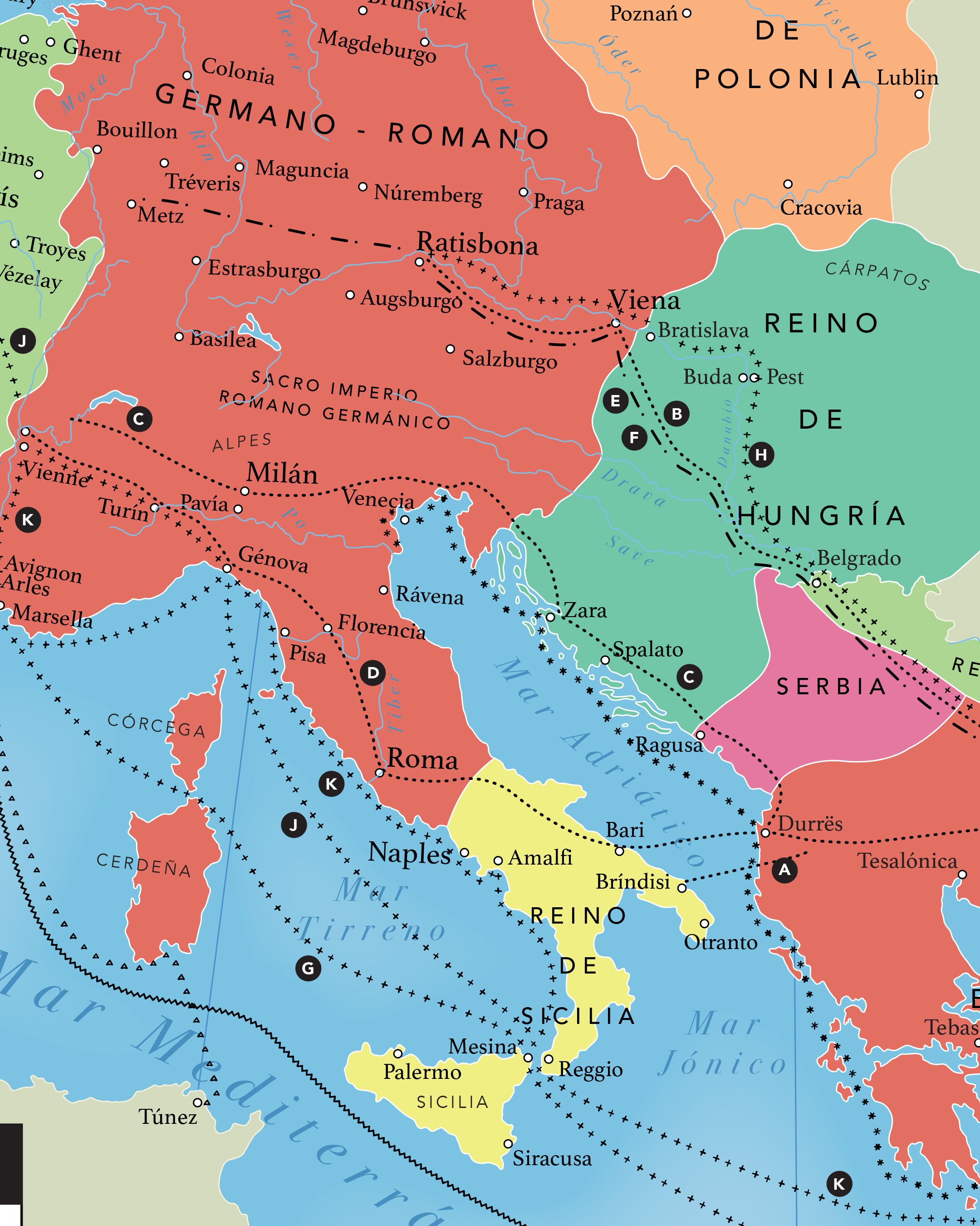 Europa y Las Cruzadas (año 1140), Imperio Carolingio (814) - Lámina