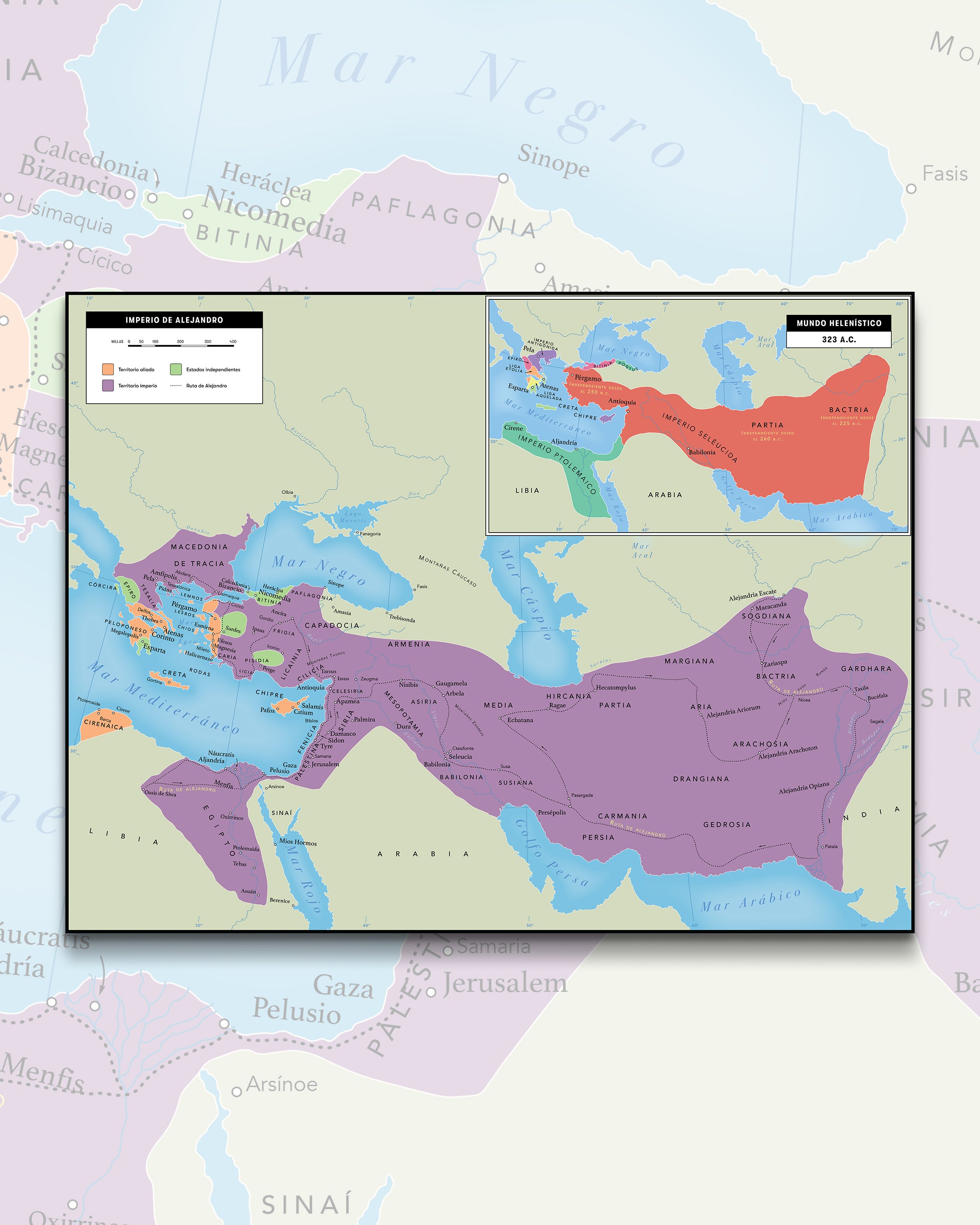 Mapa del Imperio de Alejandro Magno - Lámina
