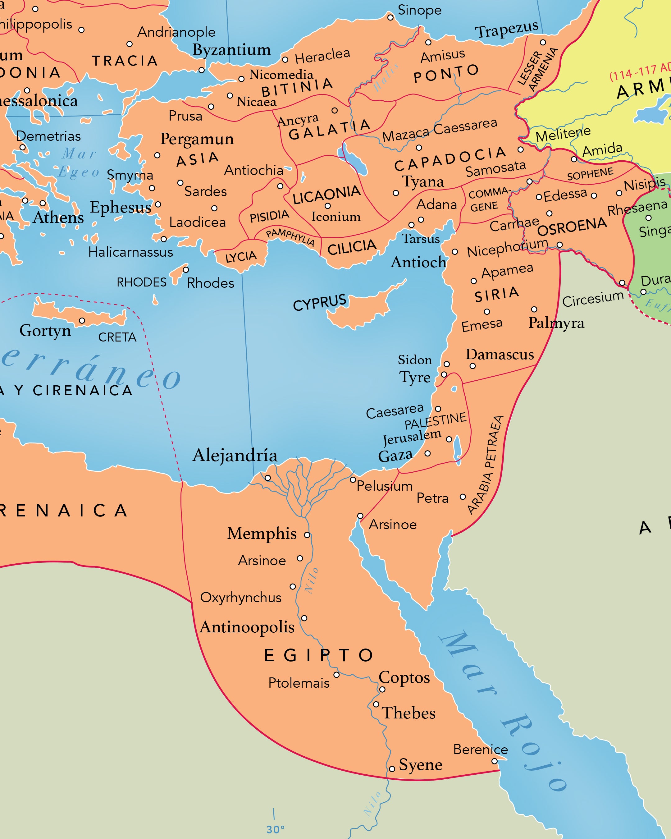 Mapa del Imperio Romano al 120 d.C - Lámina