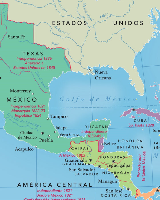 Mapa de Latinoamérica e Independencias - Lámina - Mappin