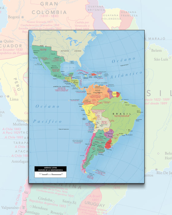 Mapa de Latinoamérica e Independencias - Lámina - Mappin