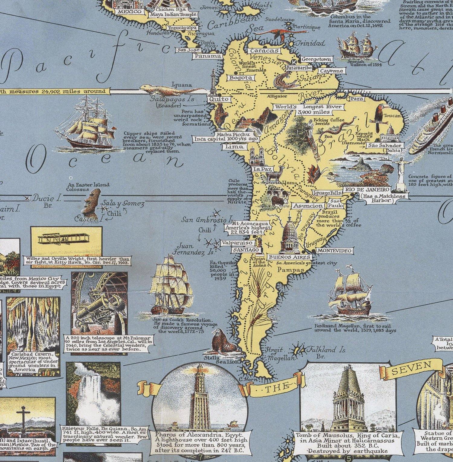 Mapa Mundi de las Maravillas 1939 - Enmarcado - Mappin