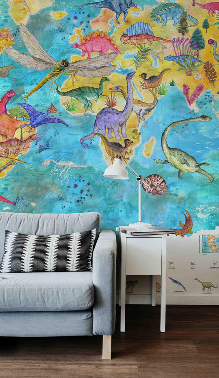 Mapa del Mundo de Dinosaurios - Deco Mural - Mappin