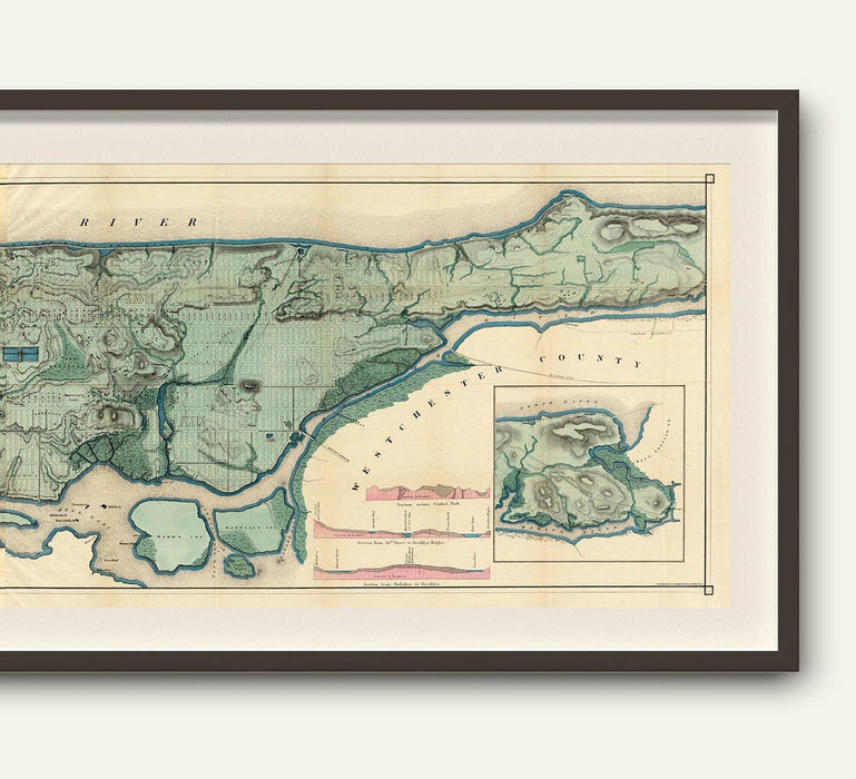 Mapa Plano de Nueva York en 1865 - Enmarcado - Mappin