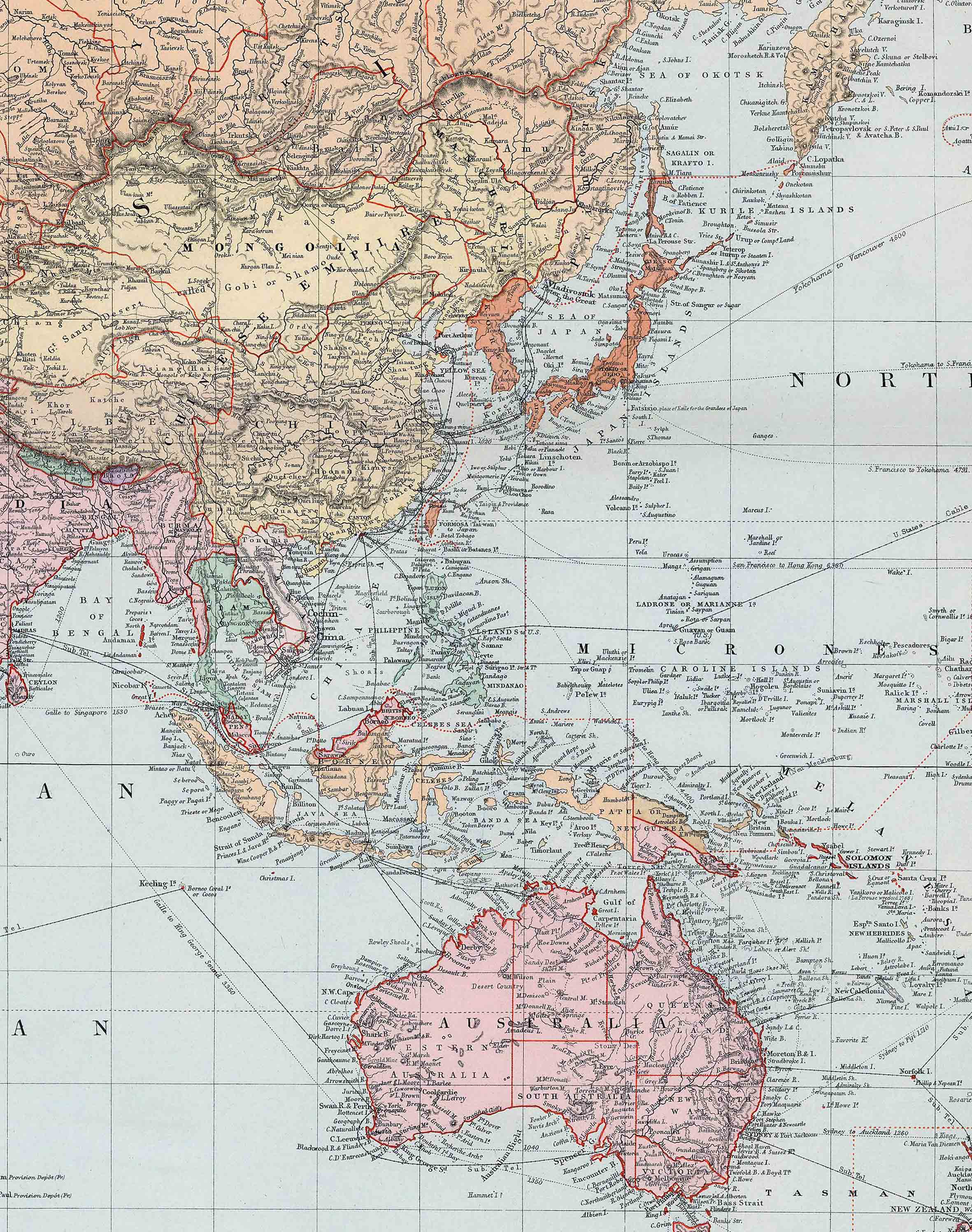 Mapa del Mundo Pacífico - Enmarcado