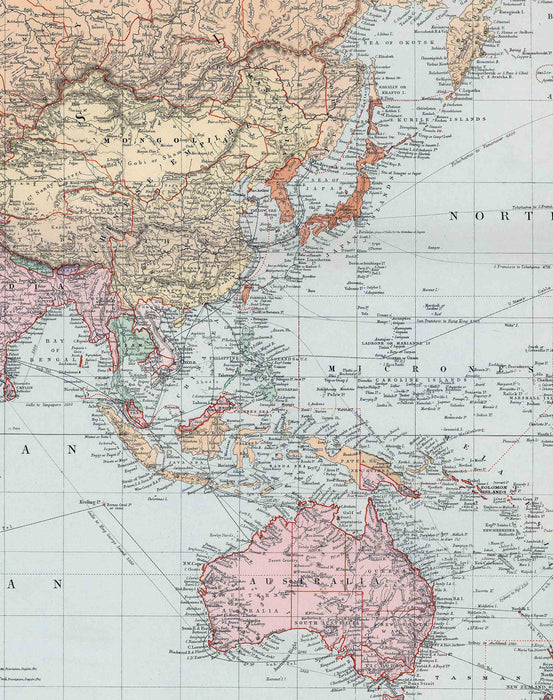 Mapa del Mundo Pacífico - Enmarcado - Mappin