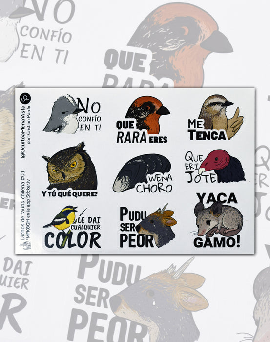 Set Stickers - Dichos de Fauna Chilena I - Mappin