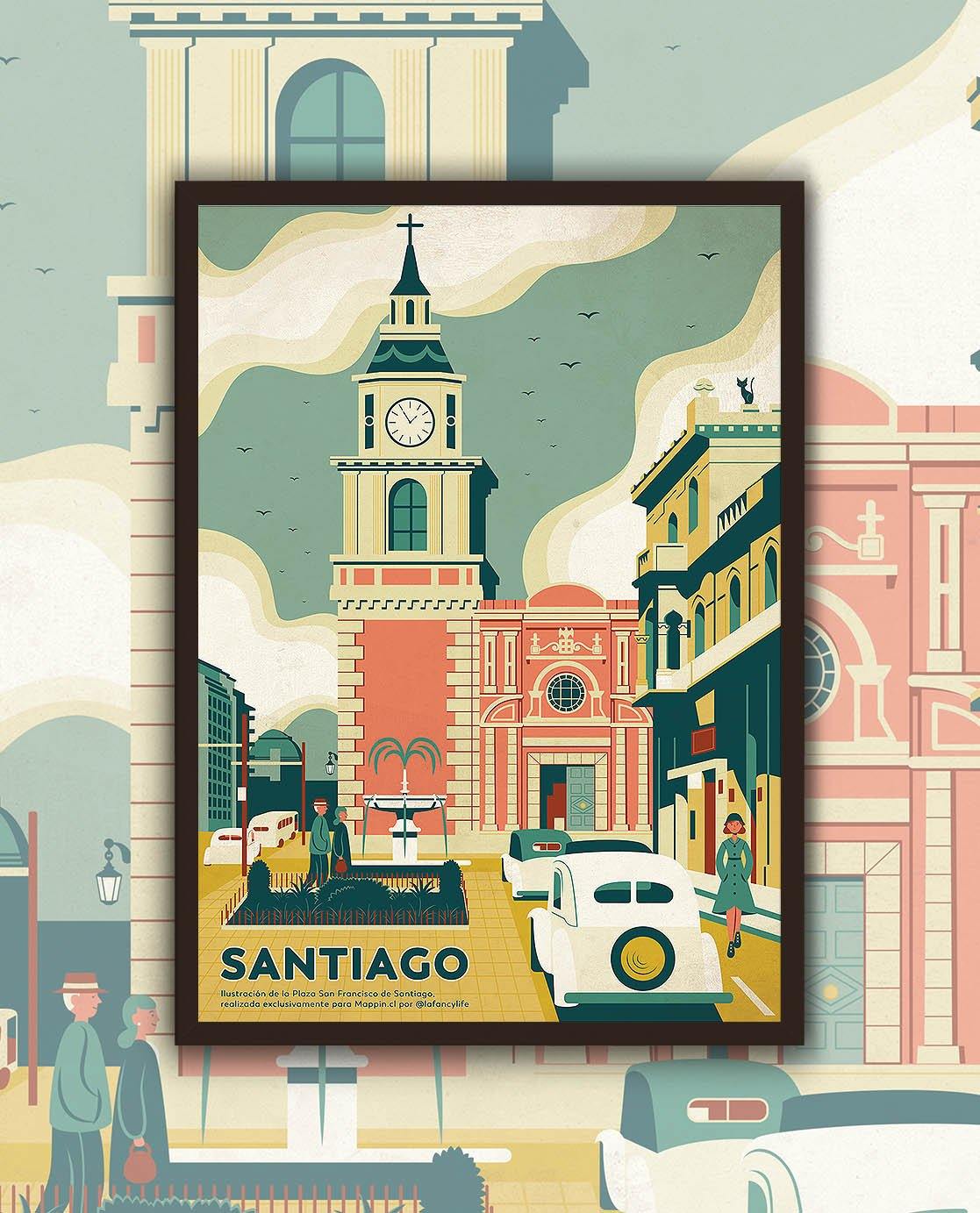 Poster Santiago Plaza San Francisco - Enmarcado - Mappin