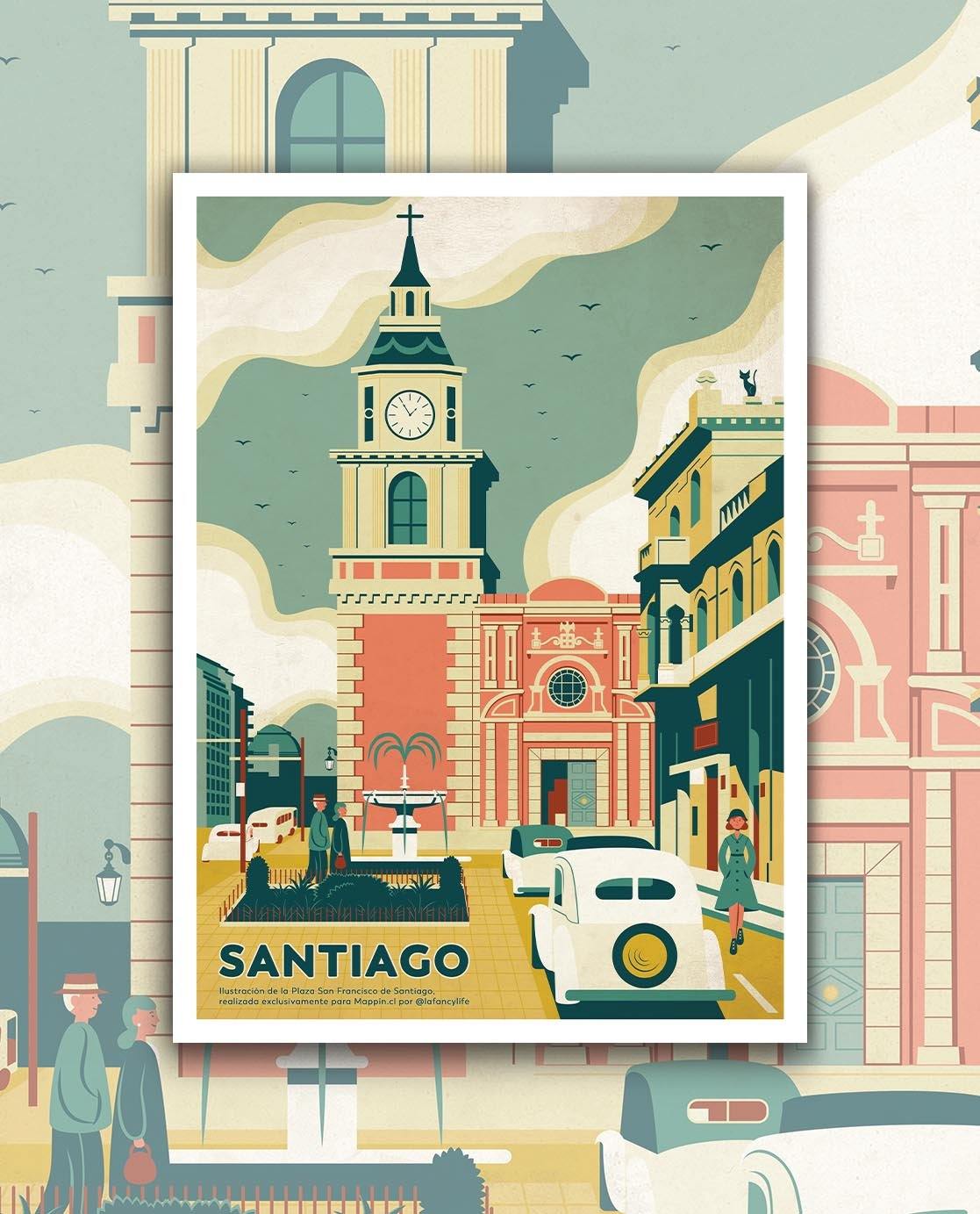 Poster Santiago Plaza San Francisco - Lámina - Mappin