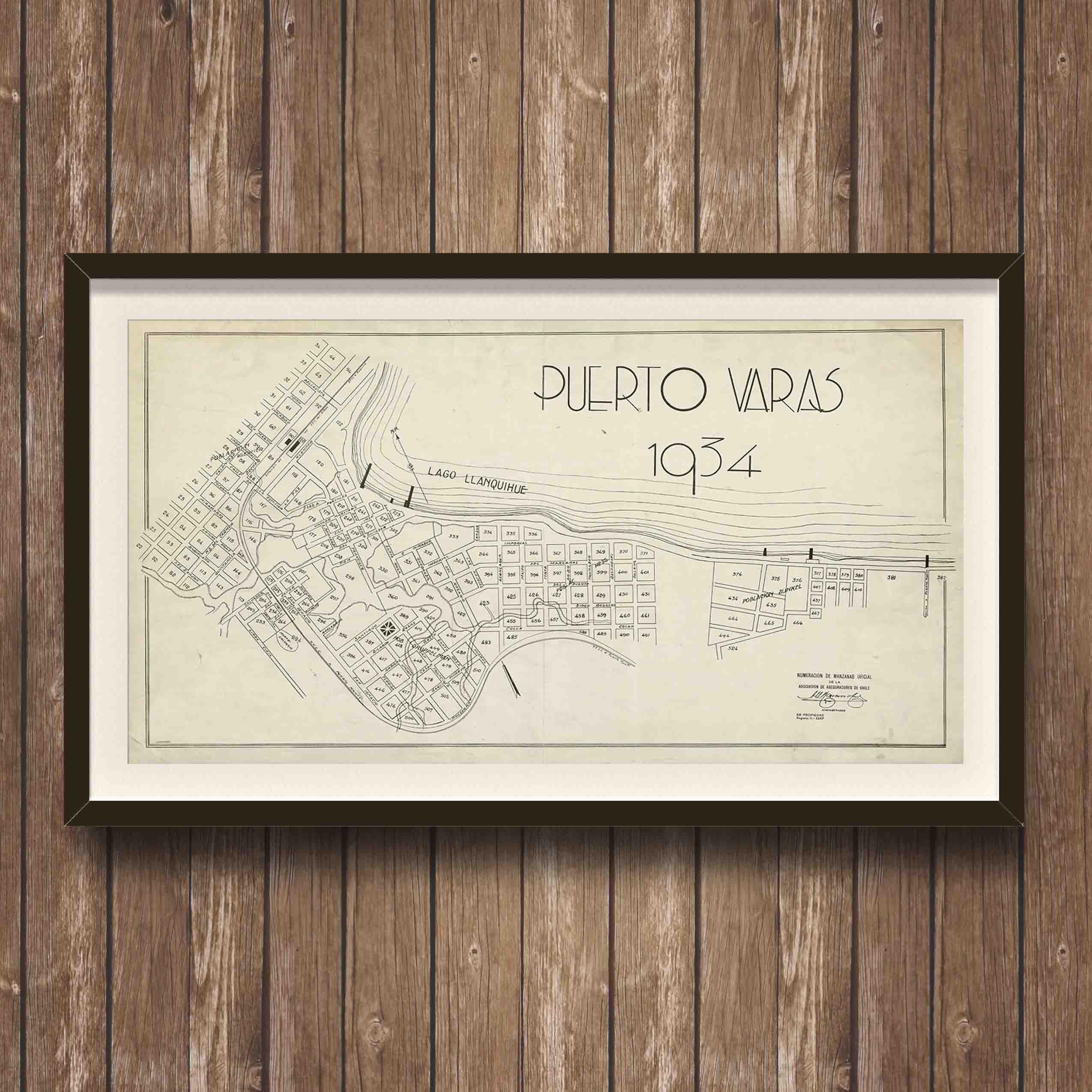 Plano de Puerto Varas en 1934 - Enmarcado - Mappin