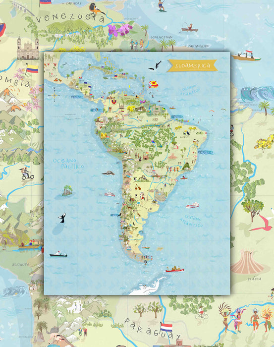 Illustrated South America - Art Print