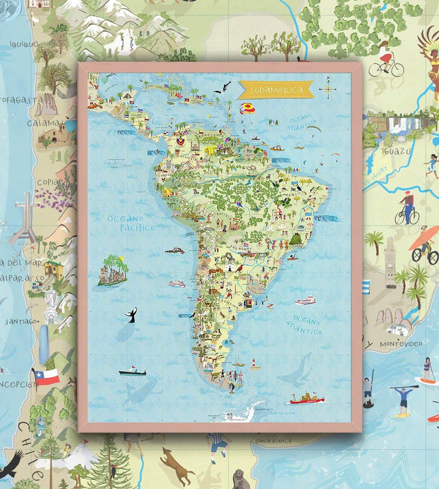 Sudamérica ilustrada - Enmarcada - Mappin