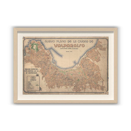 Plano de Valparaíso en 1936 - Enmarcado - Mappin