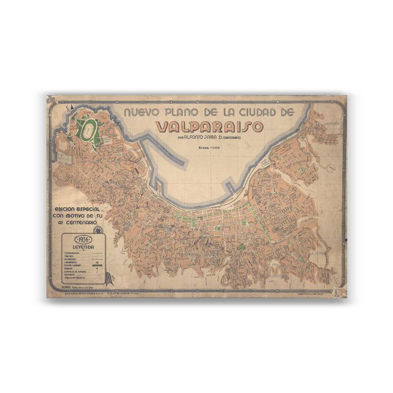 Plano de Valparaíso en 1936 - Lámina - Mappin