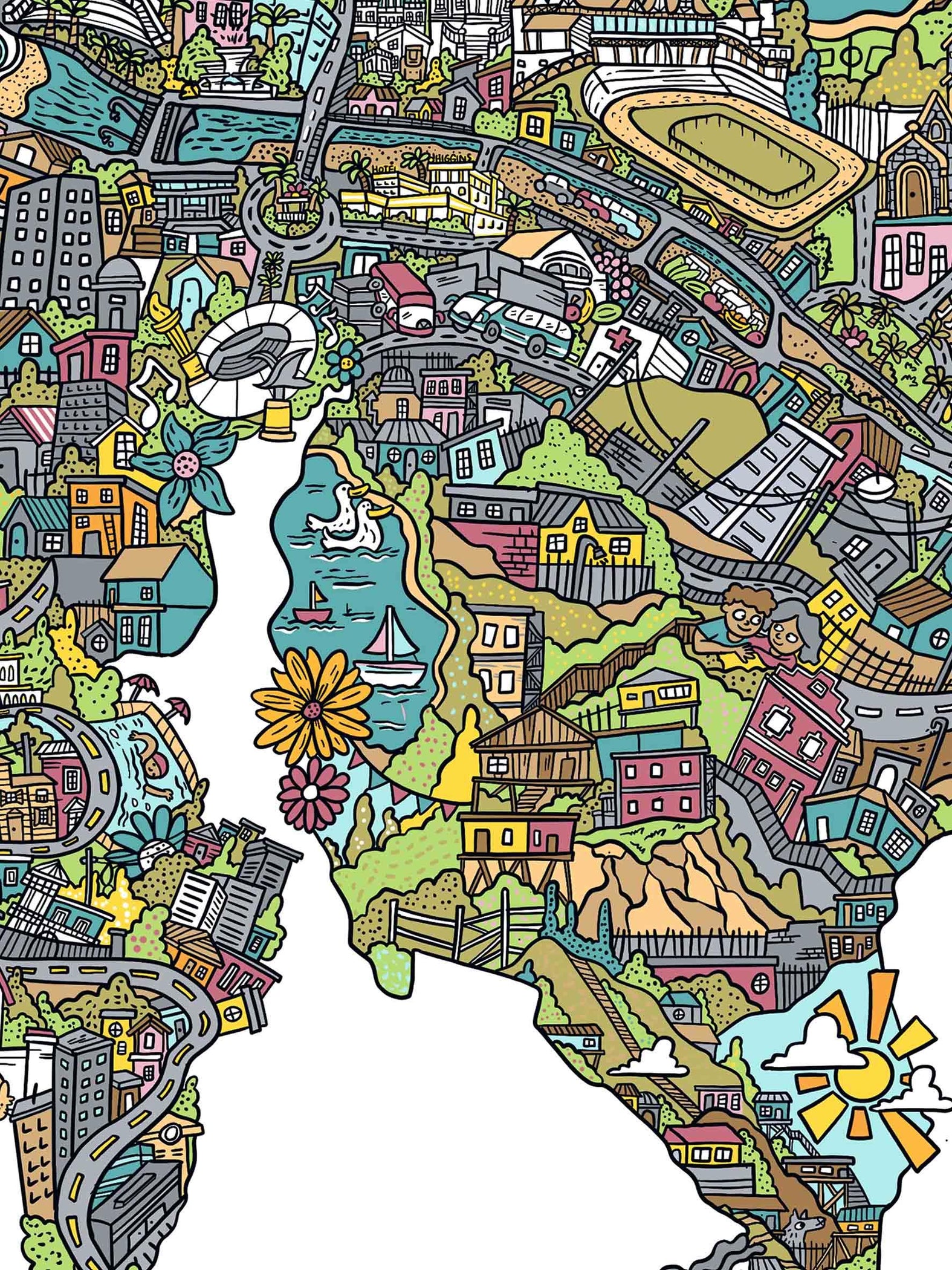 Mapa de Viña del Mar Ilustrada - Lámina — Mappin