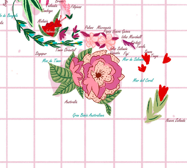 World Map of Flowers - Print
