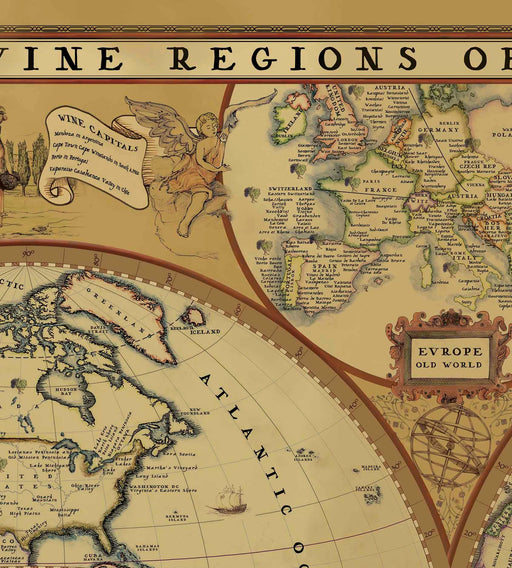 Mapa Mundi Atlas del Vino - Enmarcado - Mappin