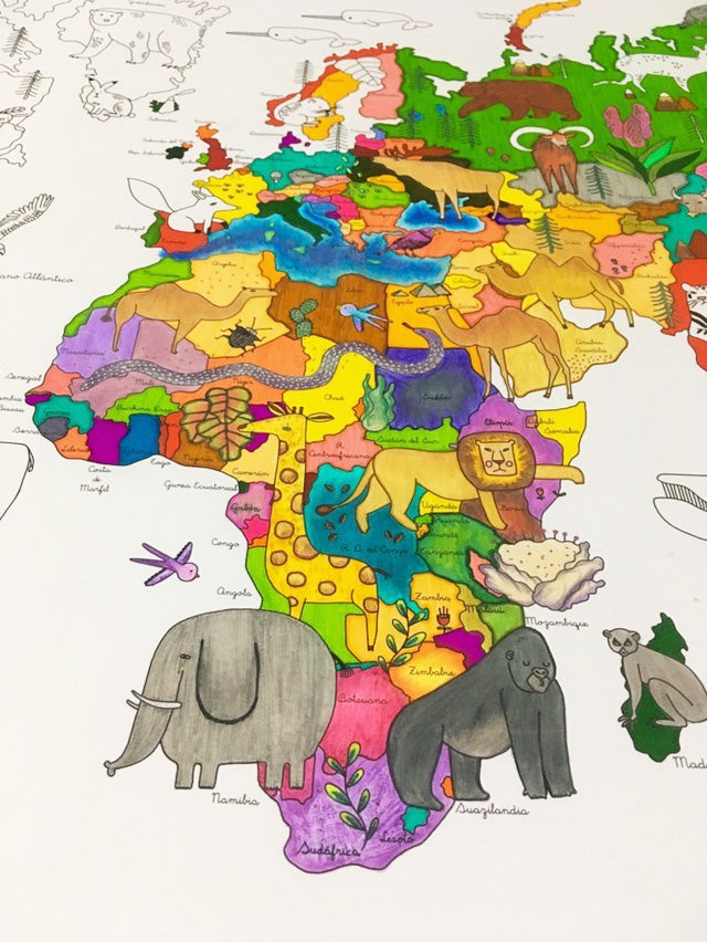 Mapa del Mundo Coloreable - Lámina
