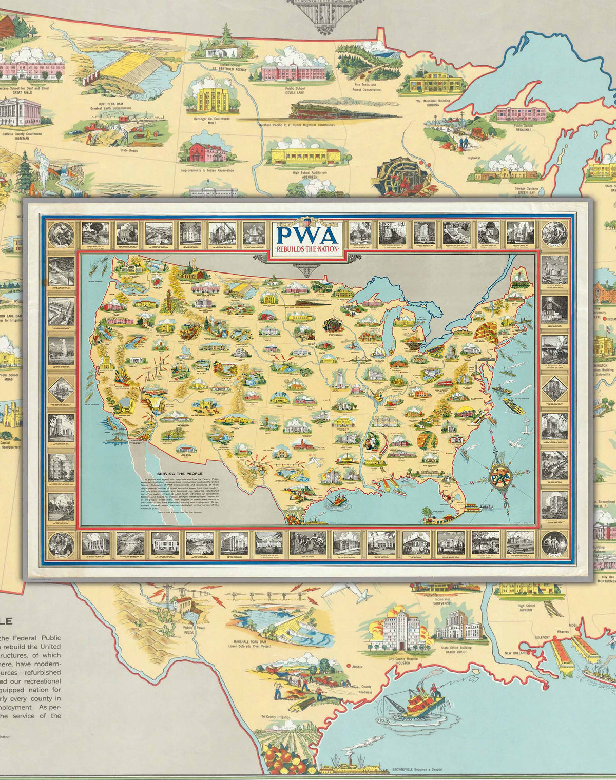 Map of the United States and its Public Works - Art Print — Mappin
