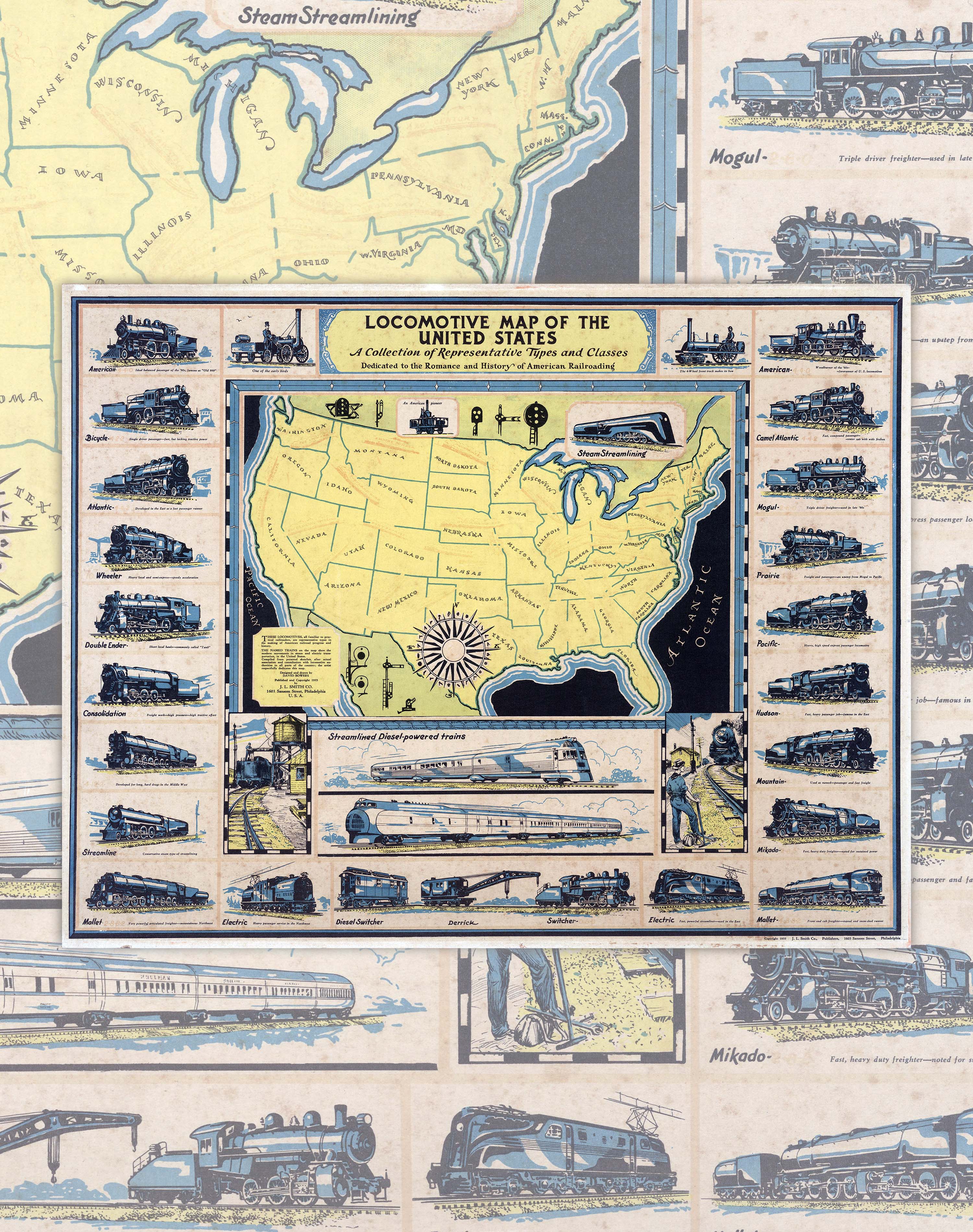 Mapa de Ferrocarriles de Estados Unidos - Lámina