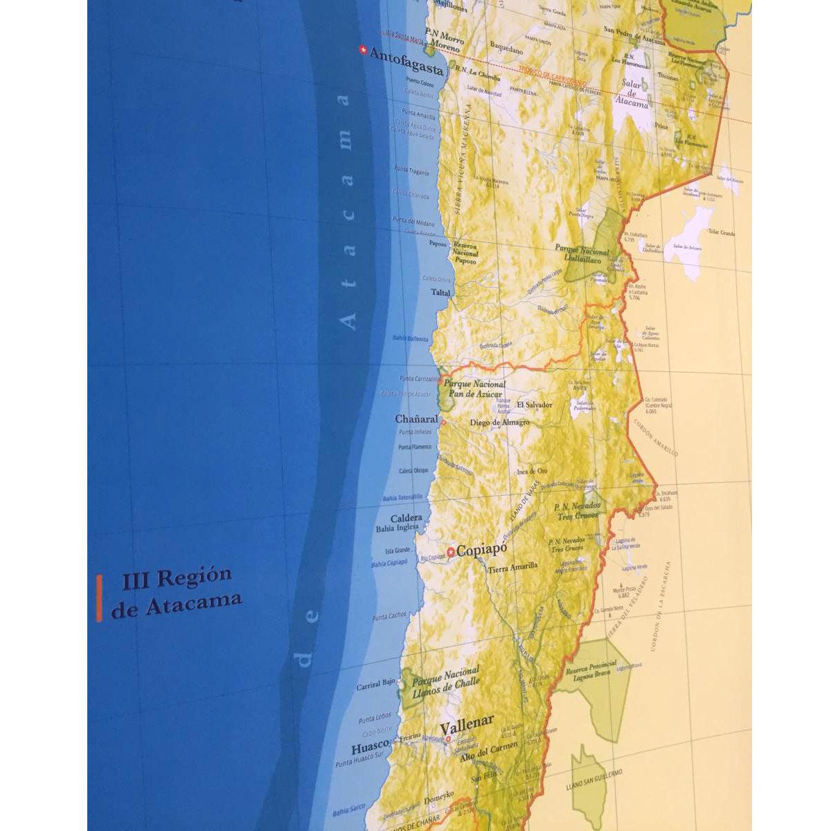 Mapa Físico de Chile actualizado 2022 - Lámina - Mappin