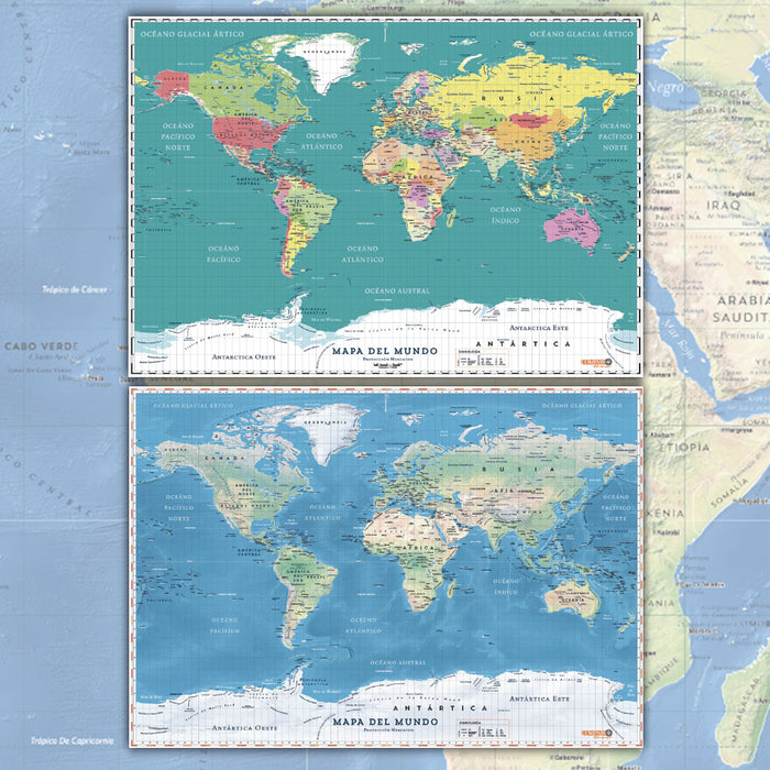 Political and Geographical World Map 2023 - Print