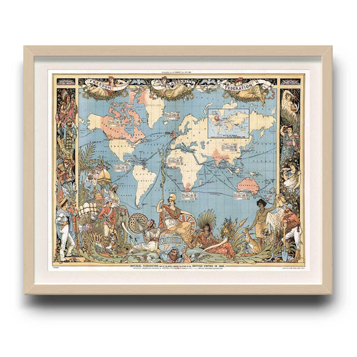 Mapa Mundi de 1886 - Enmarcado - Mappin