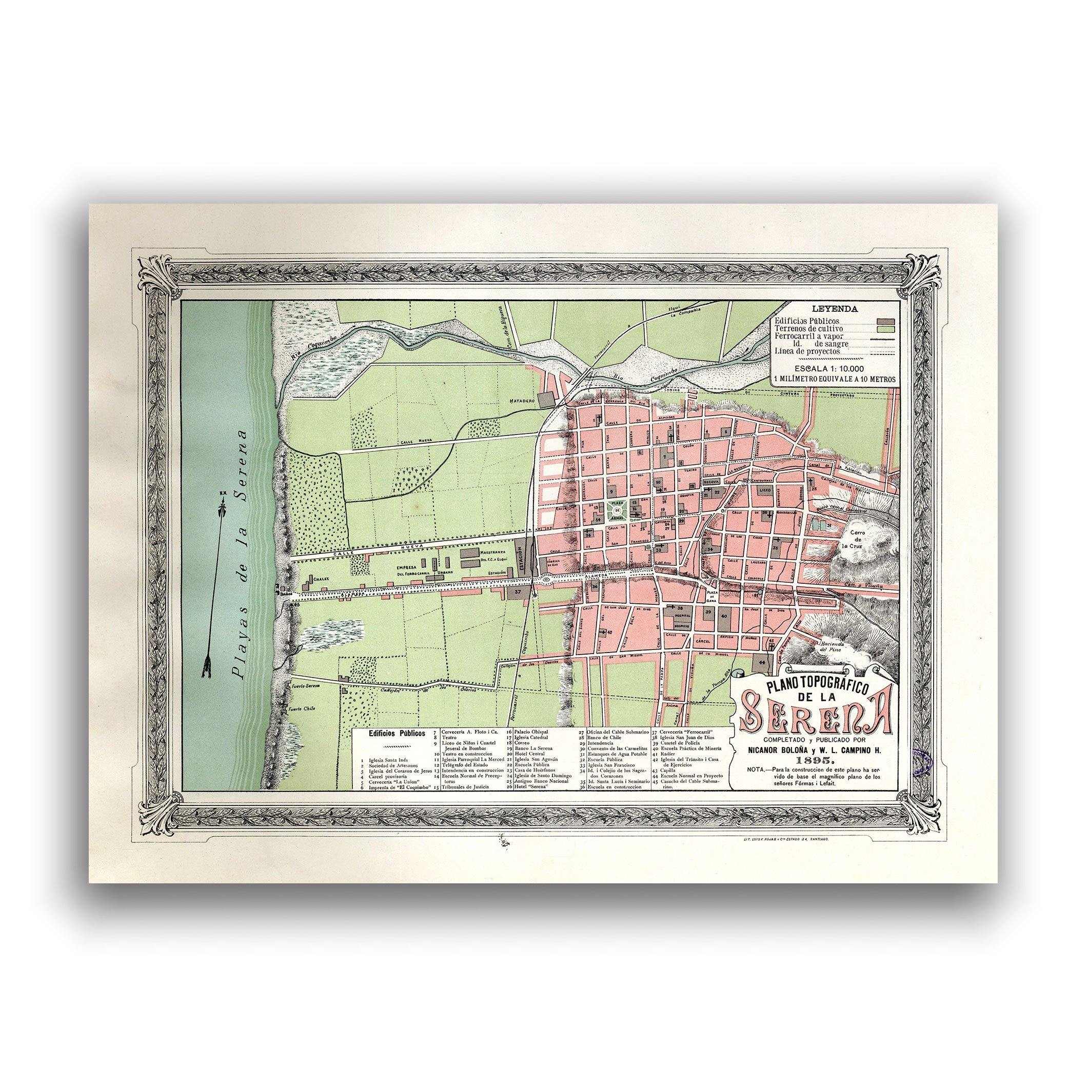Plano de La Serena en 1895 - Lámina - Mappin