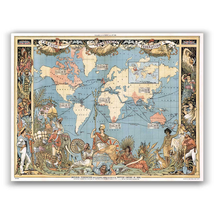 Mapa Mundi de 1886 - Lámina - Mappin