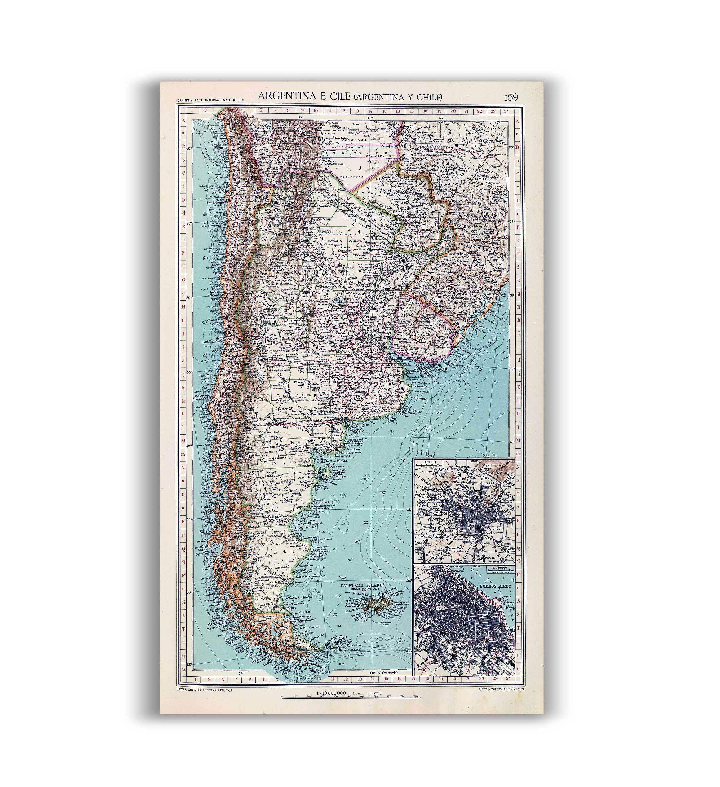 Chile y Argentina en 1929 - Lámina - Mappin
